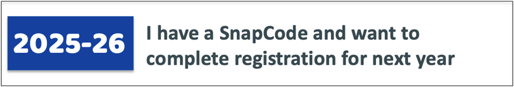 SnapCode registration 2025-26